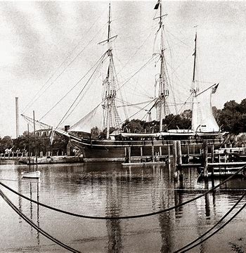 Image represents olden days sail boat